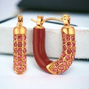 Luxury U Link Enamel Crystal Earrings